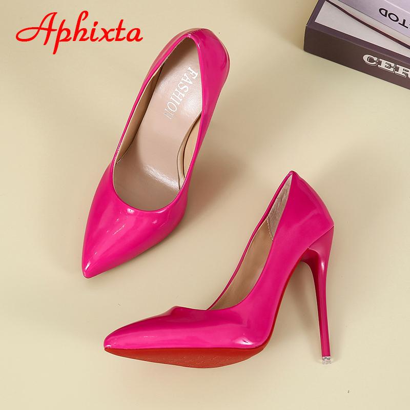 Aphixta 12cm Super High Thin Heels Pumps Women Shoes Pointed Toe Patent Leather Wedding Colorful Dress Stiletto Heel Shoes Woman
