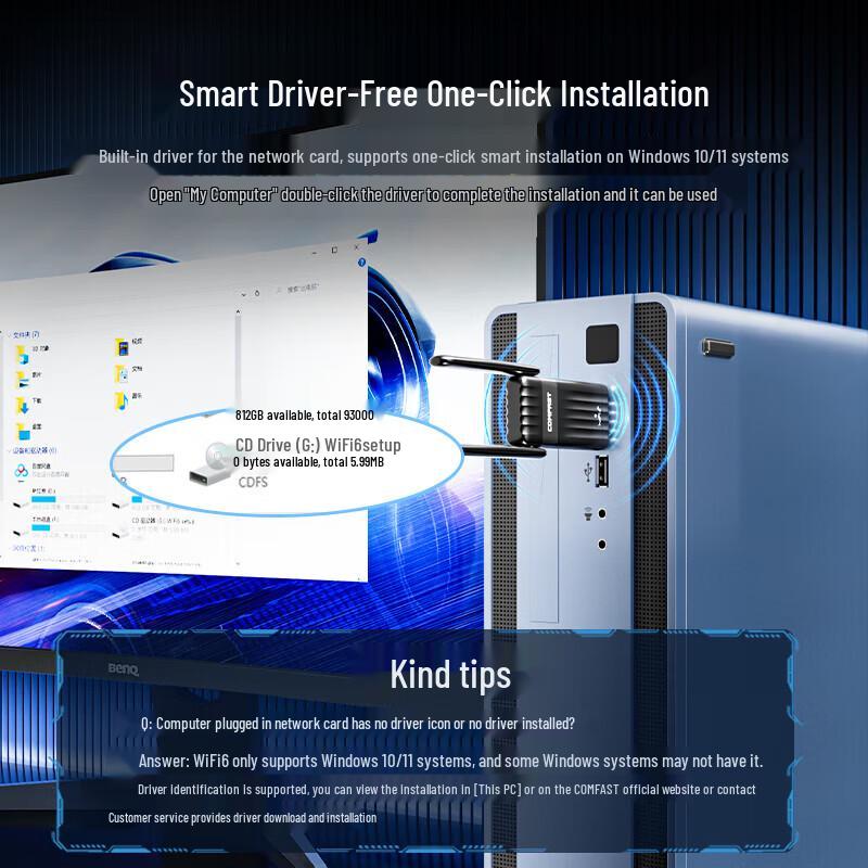 COMFAST WiFi 6 USB Wireless Adapter with Bluetooth 5.3 (CN Version)