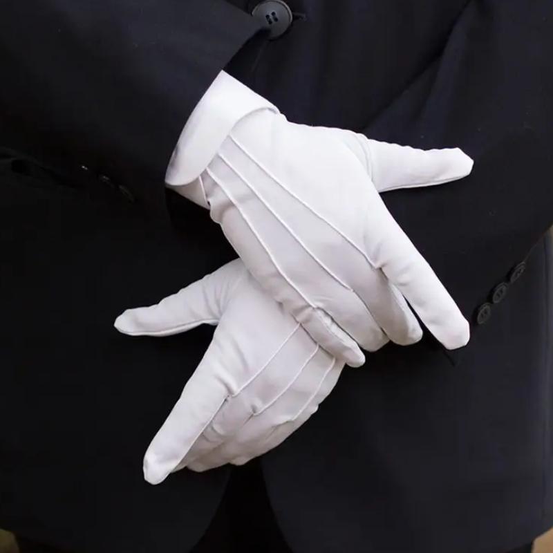 White Formal Gloves Elegant Full Finger Tuxedo Guard Parade Santa Men Fancy Inspection Driving Mittens Womens Non-Slip Gloves