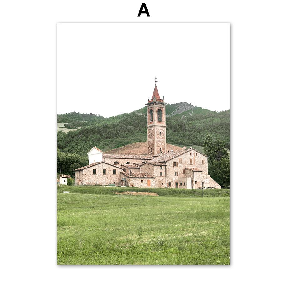 Green Tree Mountain River Boat Sunflower Wall Art Canvas Painting Nordic Posters And Prints Wall Pictures For Living Room Decor