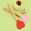Valentine'S Day Pink Love Silicone Spatula Heart-Shaped Wooden Handle Baking Spatulas Kitchen Utensils Making Cake Baking Tool