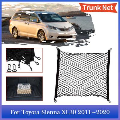 Síťka do kufru auta pro Toyota Sienna XL30 2011~2020 Zadní síťka na zavazadla Elastická kapsa Háčky Úložný prostor Úklid Interiérové doplňky