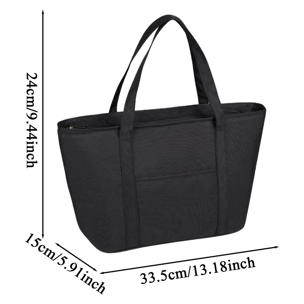 

Insulated Bag Zippered Thermal Cooler Tote Insulated Carry Bag For Shopping Catering Picnic Travel School Grocery Camping Hotel чёрный