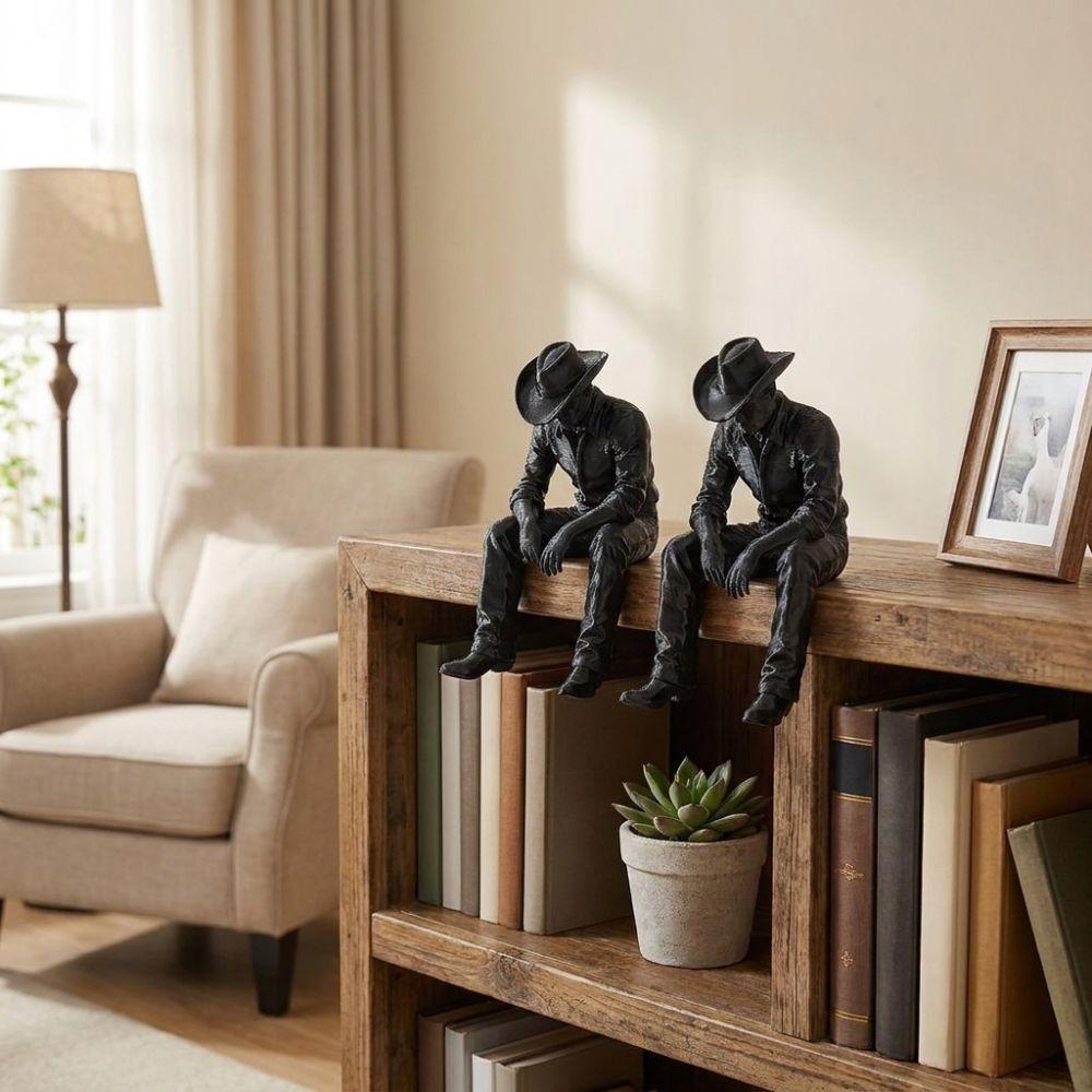 Pensive Hanging Head Cowboy Statue 3D Printed Melancholy Cowboy Figurine Men Bedroom