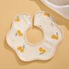 Class A Newborn Baby Saliva Towel Crepe Waterproof Petal Bib Autumn Winter Children Eating Cartoon Cotton Bib