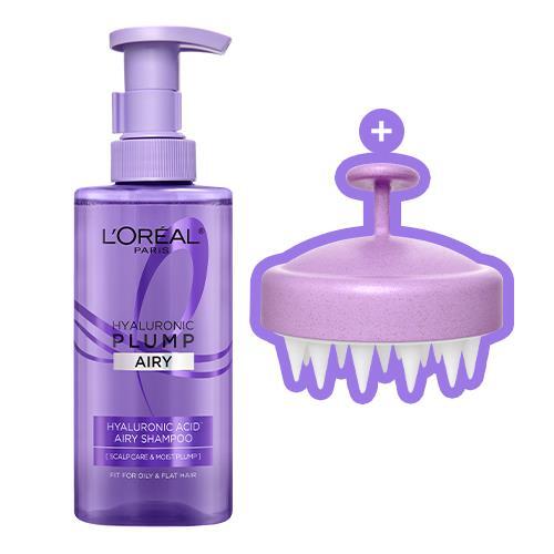L'Oréal Paris Volume-Up Hyaluronic Acid Shampoo 440ml (+scalp brush)