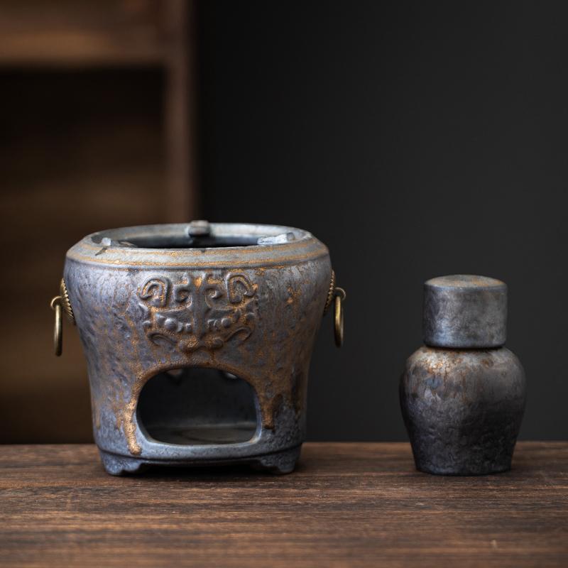 1 piece/1 set, antique ceramic teapot, alcohol lamp, ceramic heating base, tea making set, indoor fireplace stove, outdoor teapo