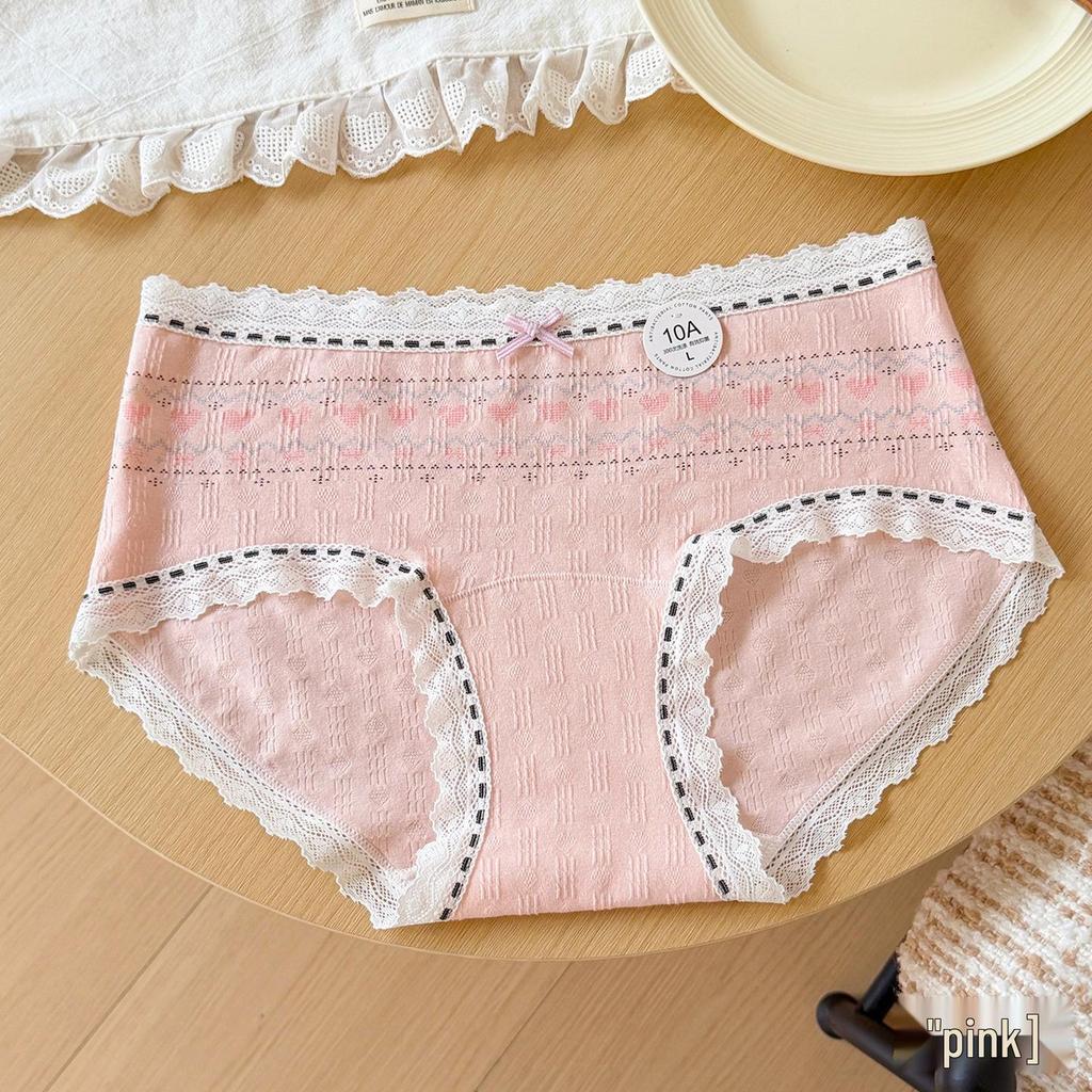 10A Antibacterial Lace Sweet Fresh Cotton Panties with Extended Crotch – Comfortable & Breathable Teen Briefs