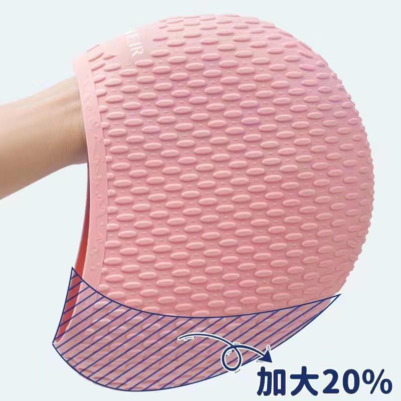 

Adult Water-drop Swimming Cap Waterproof Silicone Bubble With Enlarged Head Ear Protection Women s Long Hair розовый