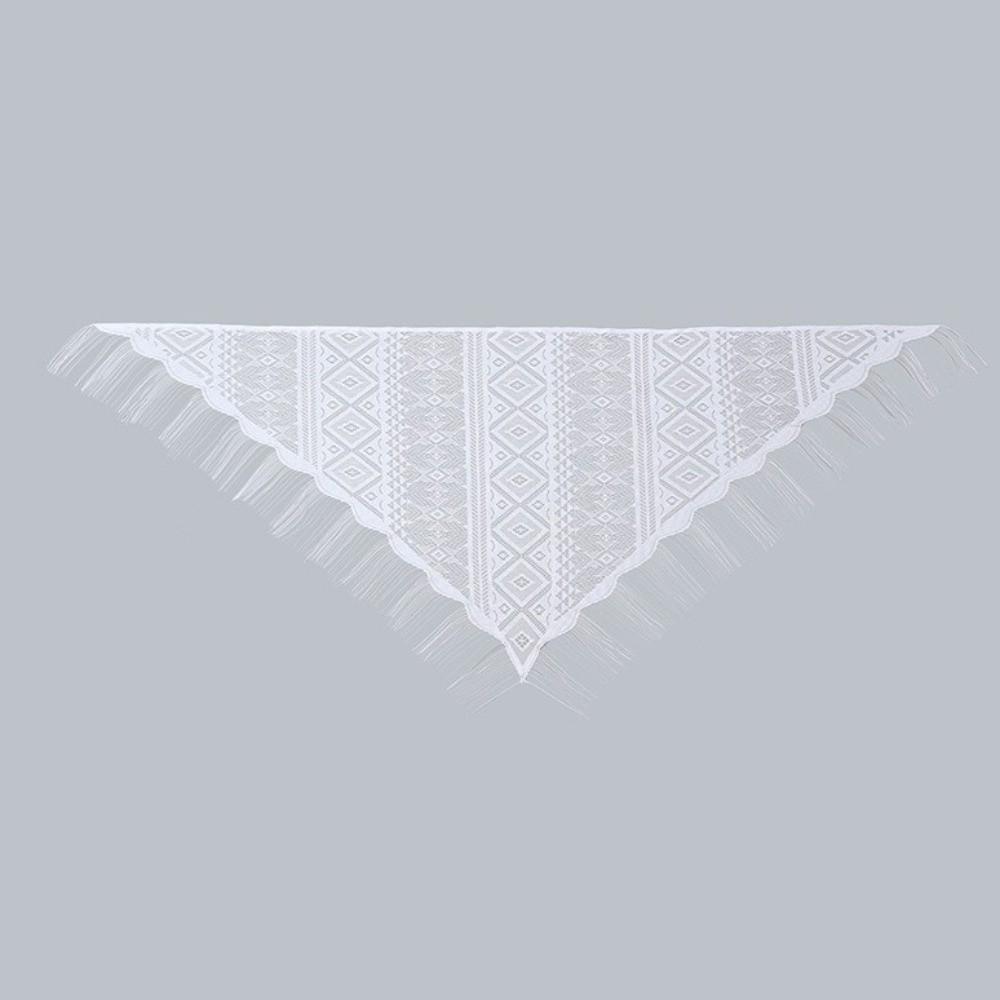 Pure Color Tassel Triangle Shawl Polyester Mesh Scarves Fashion Lace Hollow Scarf  Spring