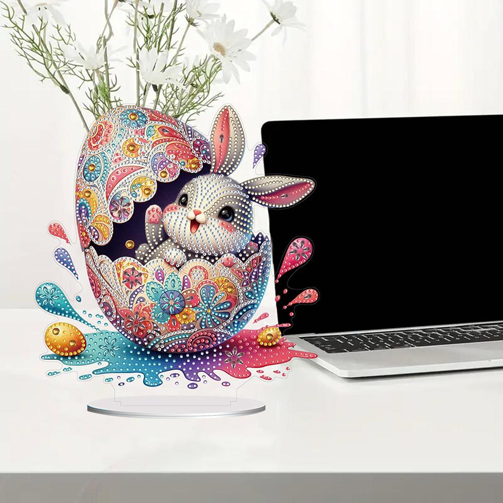 Acrylic Special Shaped Easter Egg Bunny Diamond Painting Tabletop Ornaments Kit Table Top Diamond Painting Ornament for Bedroom