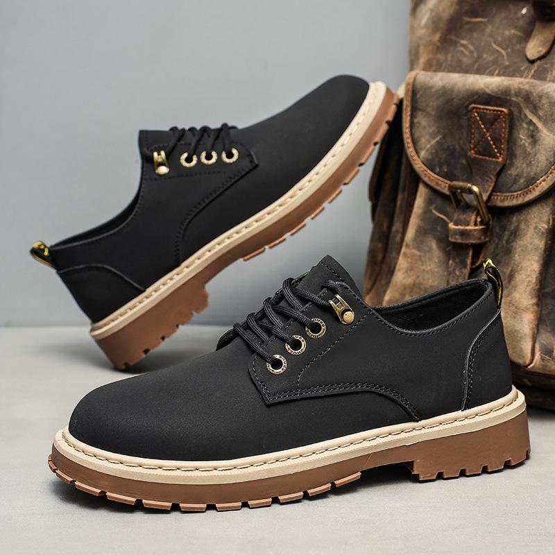 Spring New Low-top British Outdoor Shoes Single Shoes Casual Leather Shoes Breathable