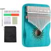 MECCANIXITY 21 Keys Thumb Piano, Blue Mini Portable Finger Piano Maple Wood Sun Pattern with Protective Bag, Tune Hammer, Sheet Music Study