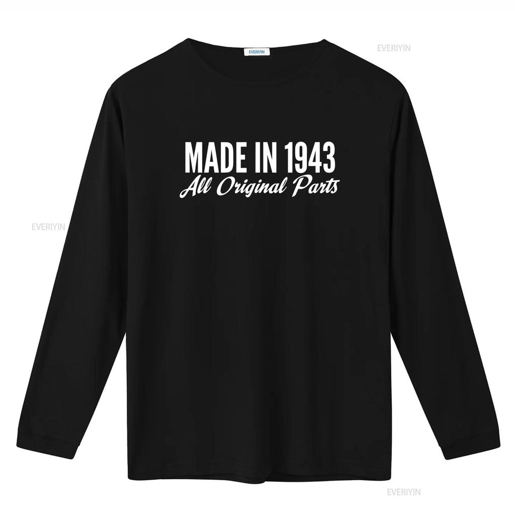Vintage Style Made in 1943 All Original Parts T Shirt Retro Birthday Present Idea vintage Washed Casual Versatile streetwear