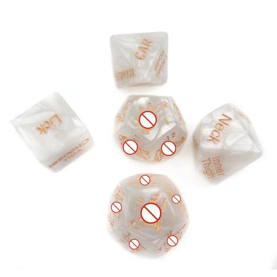 5Pcs Naughty Dice Game Set Glow in The Dark Acrylic Sexy Love Dice for Couples Party Favor with Gold Patterns