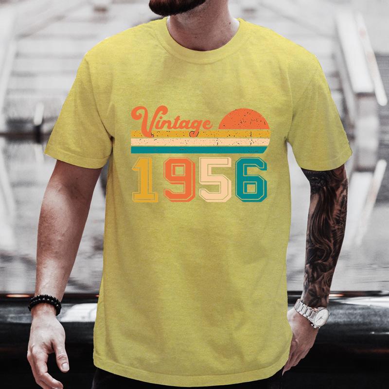 Birthday Theme 1956 Print Tshirt Summer Casual Loose Round Neck Short Sleeve Top Modal Comfortable Fashion Tee
