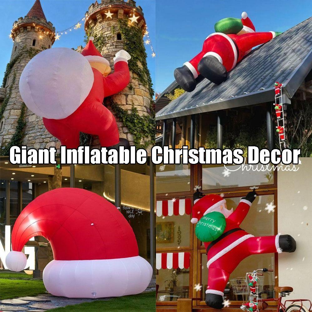 Giant Climbing Santa LED Lighted Waterproof Inflatable Christmas Decor Polyester Inflatable LED Lighted Inflatable Outdoor Use