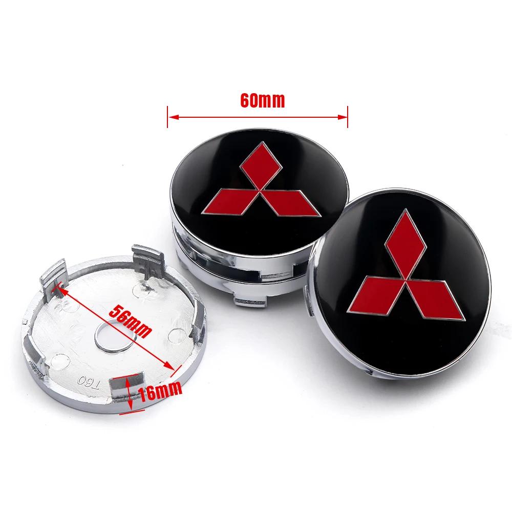 4PCS 56/60mm Car Styling Wheel Center Hub Caps Auto Rim Cover Badge Sticker For Mitsubishi Outlander ASX Colt Galant L200 Triton