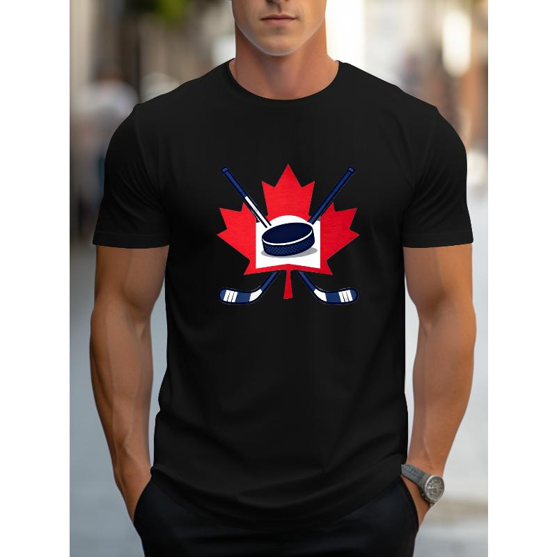

Hockey Print Men s Polyester Short Sleeve Tee Loose Fit Lightweight Outdoor Casual Wear XXL чорний