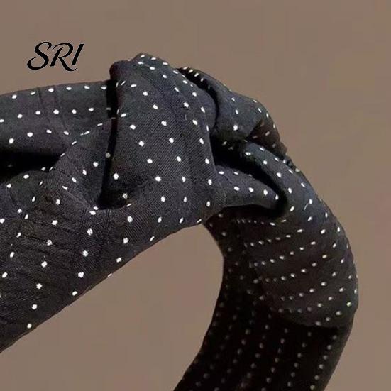 French Style Headband Women Dot Print Knotted Design Wide Brim Leisure Casual Sponge Padding Hair Hoop Accessory Rounded Head Shaping Band