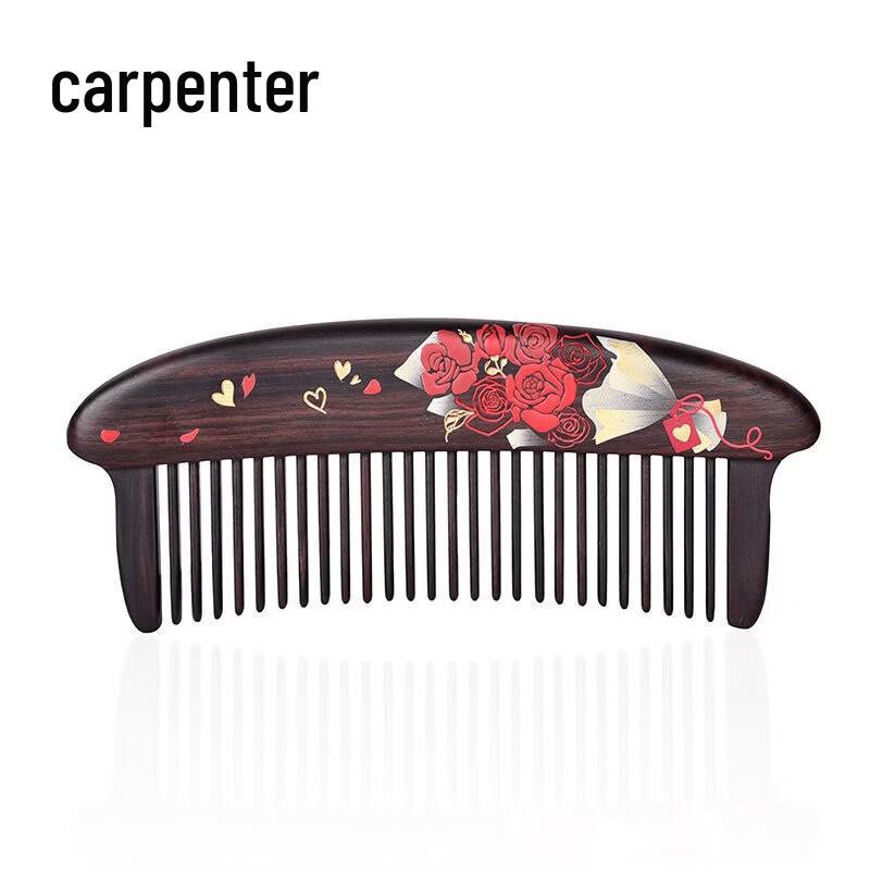 Tan Mujiang Rose Love Language Natural Wood Comb