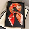 Retro Floral Print Silk Square Scarf for Women Headscarf Soft Neck Tie Lady Hijab Foulard Bandana Suitable All Seasons Decorate