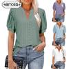 Women's Fashion Casual Solid Color Print Short Sleeve V Neck Blouses & Shirts Unique Design