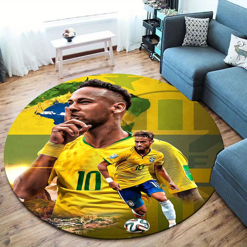 Neymar Round Area Rug,Carpet Rug for Living Room Bedroom Sofa Playroom Decor,Non-slip Floor Mat