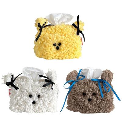 Caixa de Lenços de Pelúcia Divertida e Macia para Cachorro Organizadores de Caixa de Lenços de Cachorrinho Elegante Recipiente para Lenços Suporte de Papel Portátil