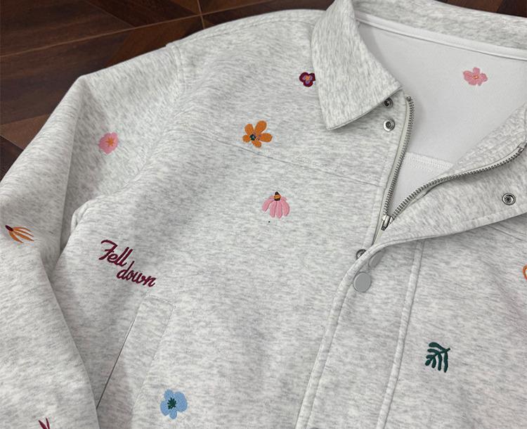 2025 Herbst Guochao Herren Blumenstickerei Retro Hoodie Jacke