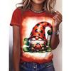 Bee Genie Gnomes Printed Women's T-shirt Comfortable Round Neck Short-sleeved Summer Style Casual Women's Clothing