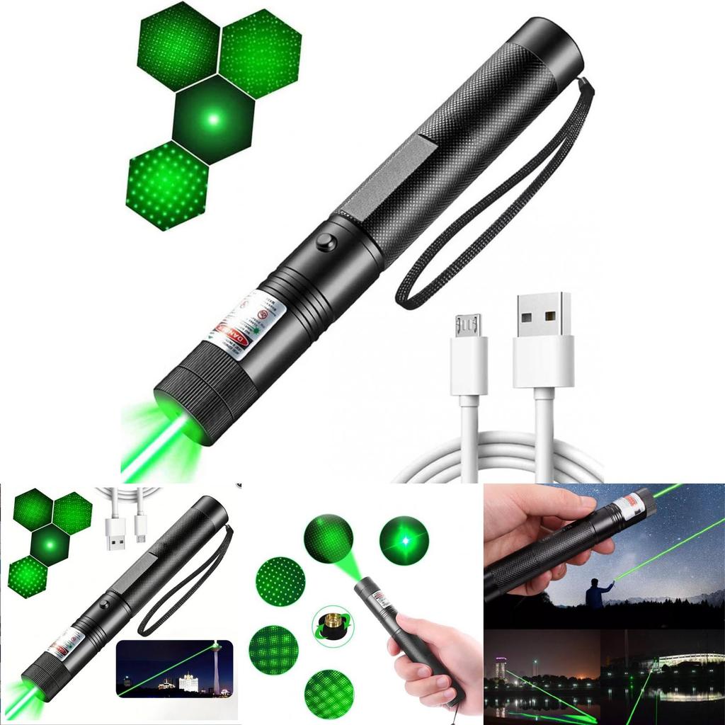 Powerful 303 Laser Pointer With Multiple Patterns For Outdoor Use In Black Aluminum Alloy