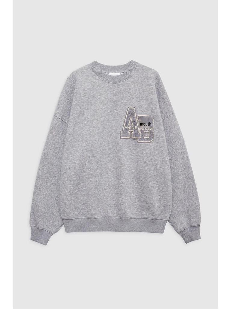 Early Autumn Off-White Women's Crew Neck Fleece Sweatshirt with Hand-Cranked Embroidery