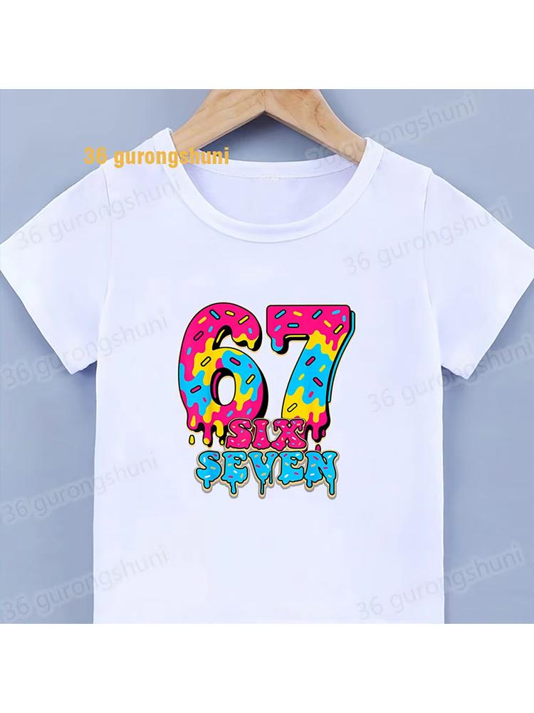 Kids Retro Cartoon SIX SEVEN 67 Graphic TShirt Soft Cotton Cute Wear for Boys Girlsdf0139