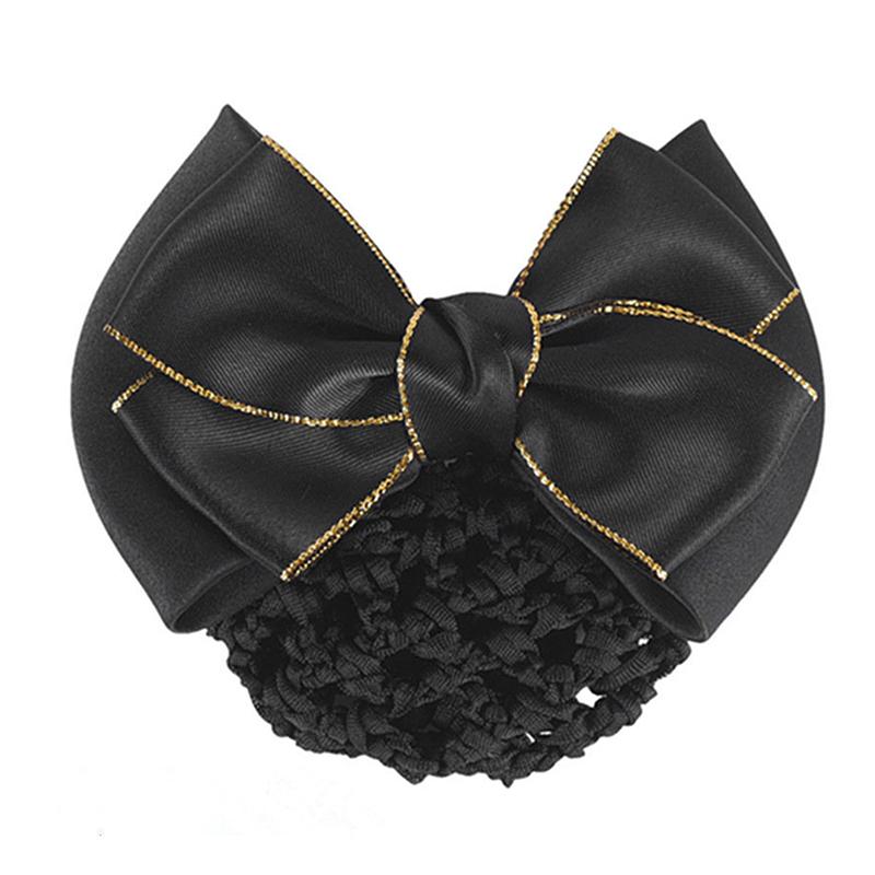 Nurse Stewardess Hair Accessories Bowknot Stripe Net Bun Hair Cover Women Barrette Net Bun Crochet Net Bun Snood