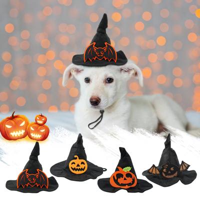 Halloween Dog Witch Hat Adjustable Lightweight Breathable Design Pet Headdress Cosplay Prop
