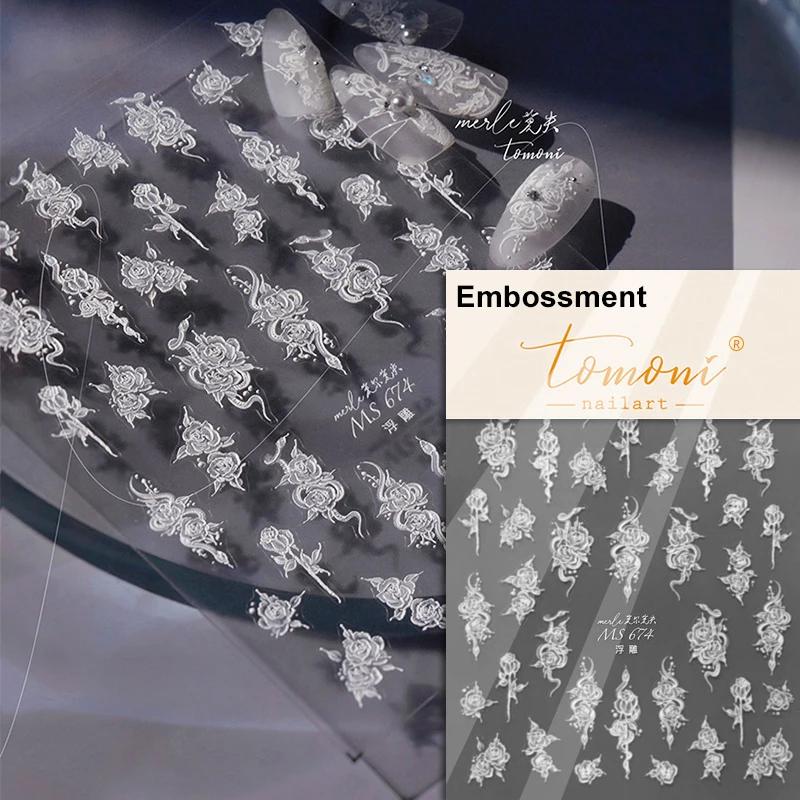 1pcs 5D Elegant White Daisy Nail Art Stickers Flower Adhesive Nail Decorations Decals DIY Manicure Accessories