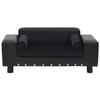 VidaXL Dog Sofa Black 81x43x31 Cm Plush and Faux Leather Cat Sofa 170954
