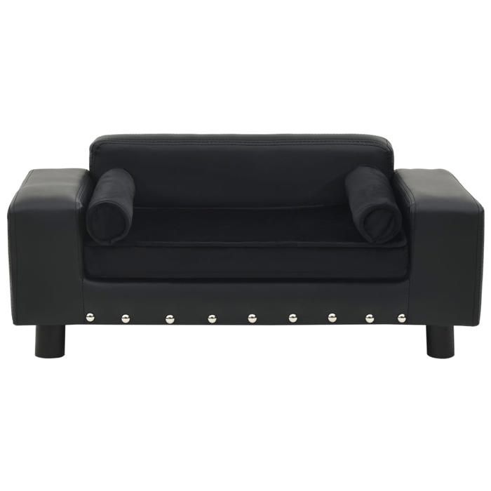 VidaXL Canapé pour Chien Noir 81x43x31 cm Peluche et Similicuir Sofa pour Chat 170954