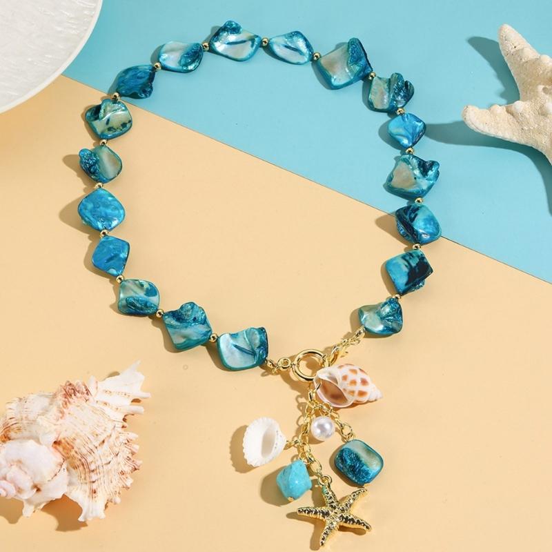 Unique Irregular Seashells Necklace Natural Shell Jewelry Portable Alloy Chain Ornament for Casual or Formal Occasions