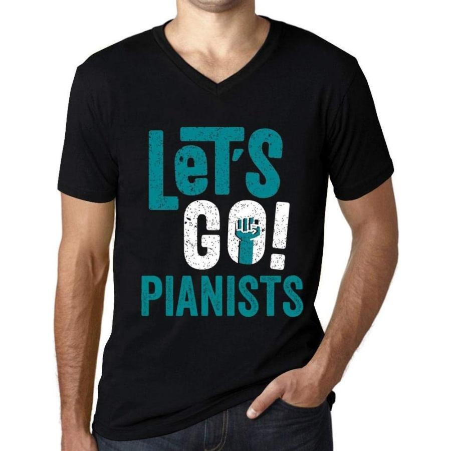 

Men s Graphic T-Shirt V Neck Let s Go Pianists Eco-Friendly Limited Edition Short Sleeve Tee-Shirt Vintage Birthday Gift Novelty Deep Black 5XL XXXXXL різнокольоровий