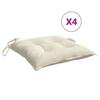 VidaXL Set of 4 Chair Cushions, Seat Pad with Tie Strings, Waterproof Outdoor Cushion, Cream White 361457
