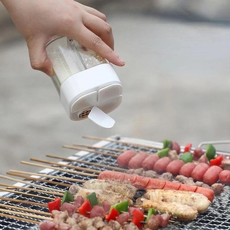 4In1 Spice Salt Pepper Shakers Transparent Seasoning Jar Can Peppers Bottle Barbecue Condiment Kitchen Gadgets with Cover