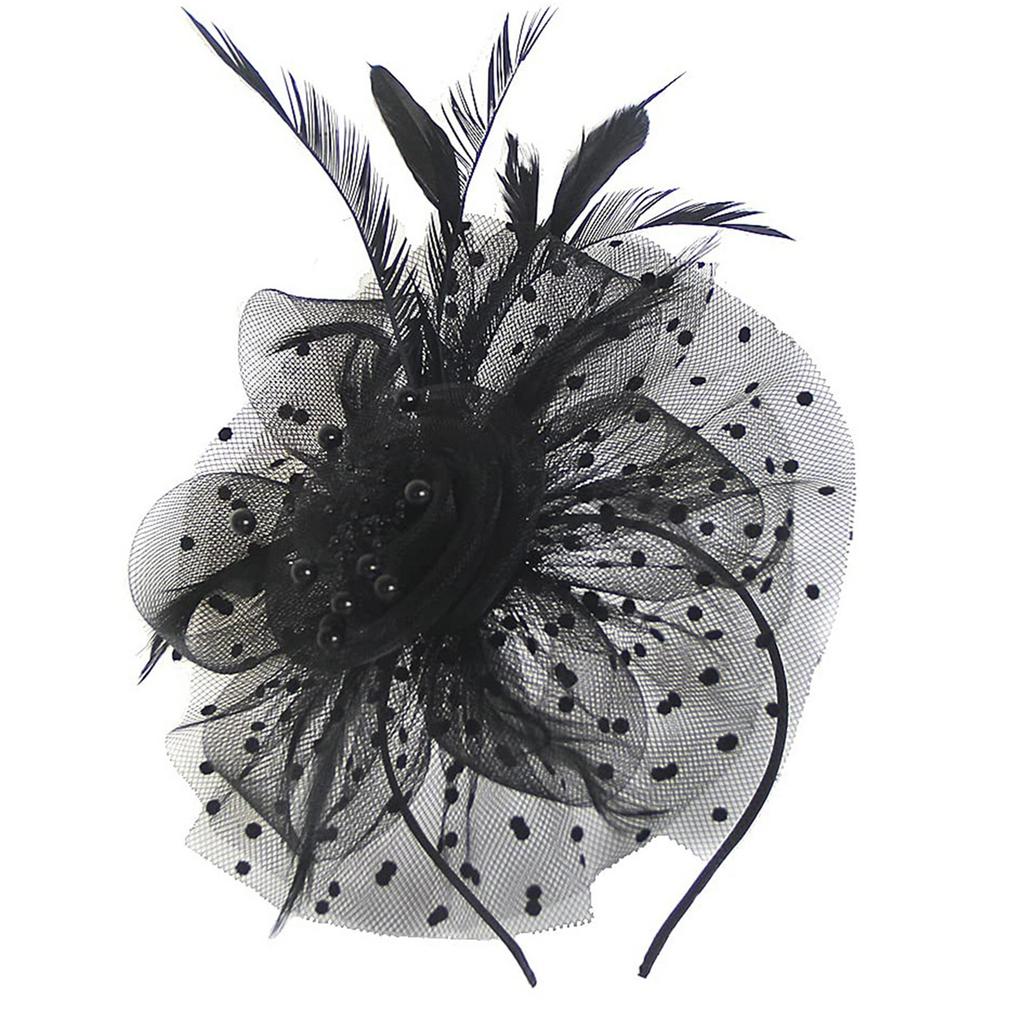 Feather Headpiece Women Mesh Hat Hair Band Headband Wedding Accessories Feather Headband Hat Party Hairpiece
