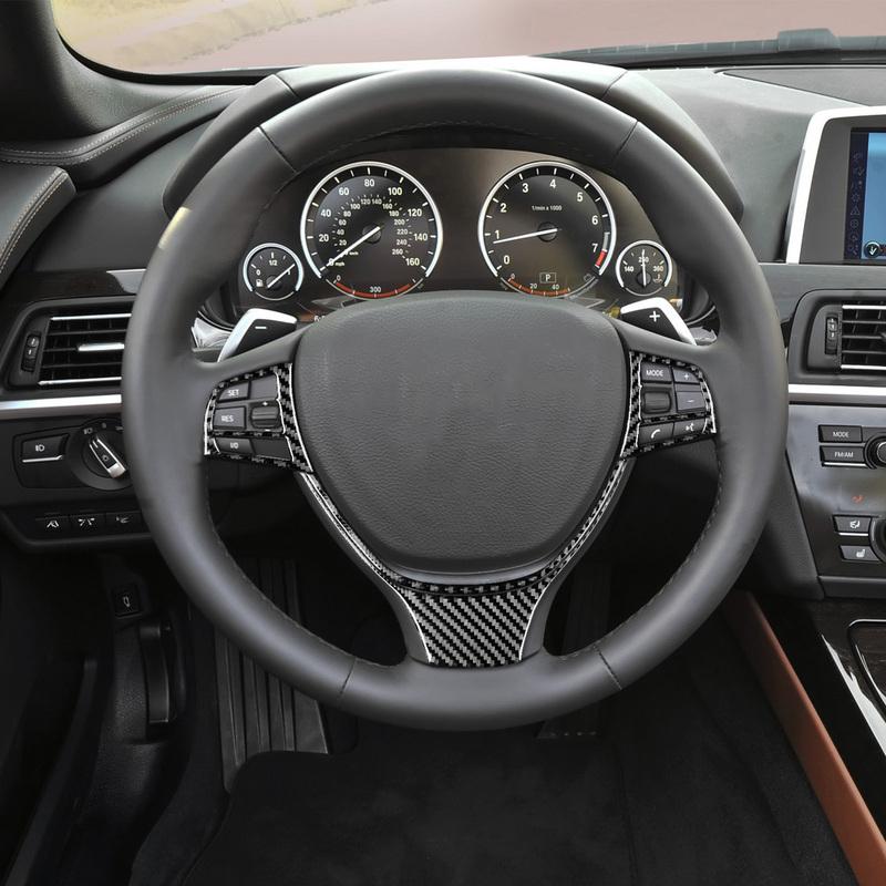 Real Carbon Fiber Car Accessories Driver Wheel Set Panel Cover Soft Sticker For BMW 6 Series/M6 F06 F12 F13 M Sport 2011—2018