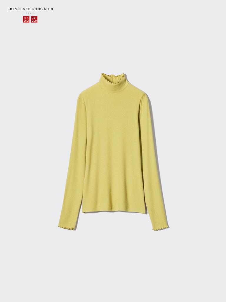 Uniqlo ExTra Warm HeaTTech Cashmere Blend Ribbed Mock Neck T shirT