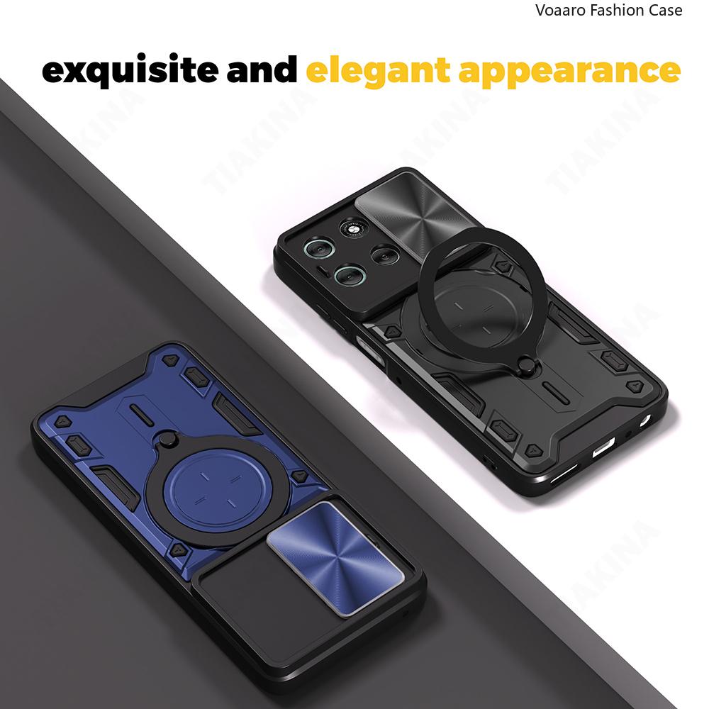 Slide Lens Armor Funda for Motorola Moto G56 5G Case for Motorola Moto G86 5G Case Magnetic Ring Stand Holder Cover