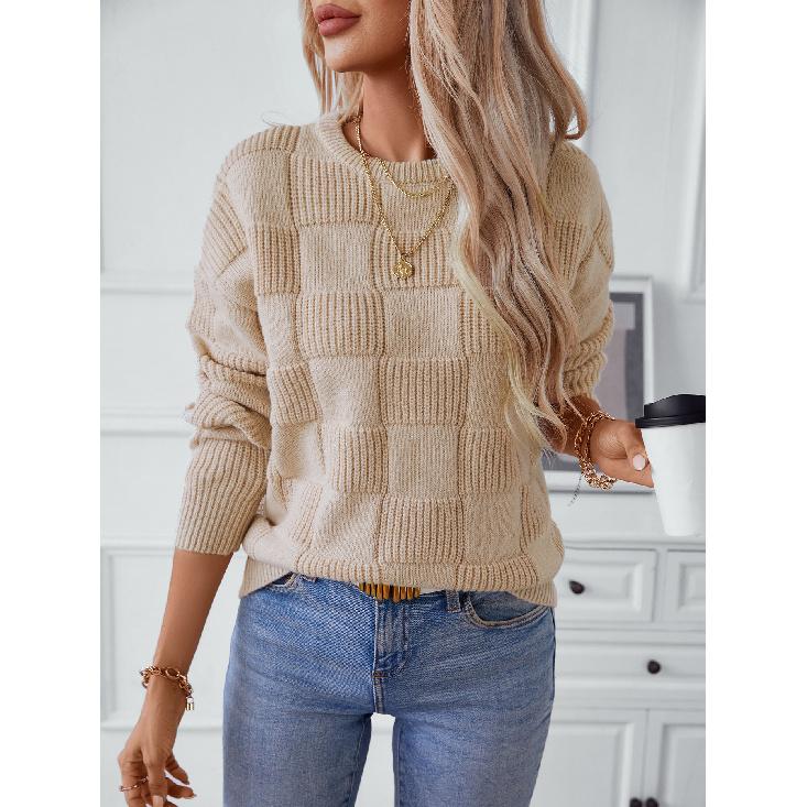 Rose Beauty A Leisure Pullover Sweater Women's Autumn and Winter New Loose Round Neck Sweater Top
