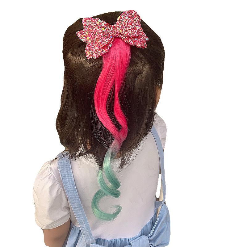 1 Stück Niedliche Prinzessin Farbverlauf Lockiges Haar Schleife Perücke Mädchen Haarnadeln Kinder Kopfschmuck Haarspange Haarspangen Haarspangen Haaraccessoires