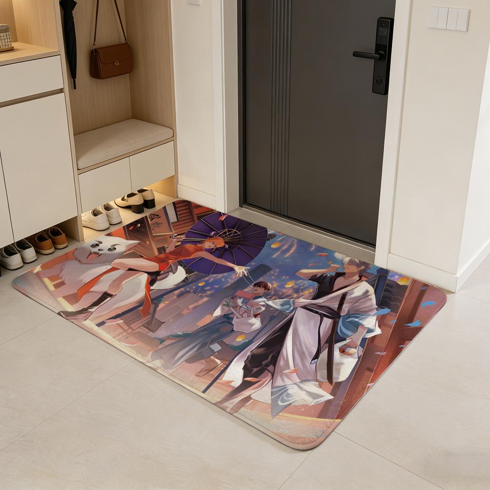 Hilarious G-Gintama Floor Mat Flannel Door Mat Non-Slip Absorbent Washable Indoor Home Rug